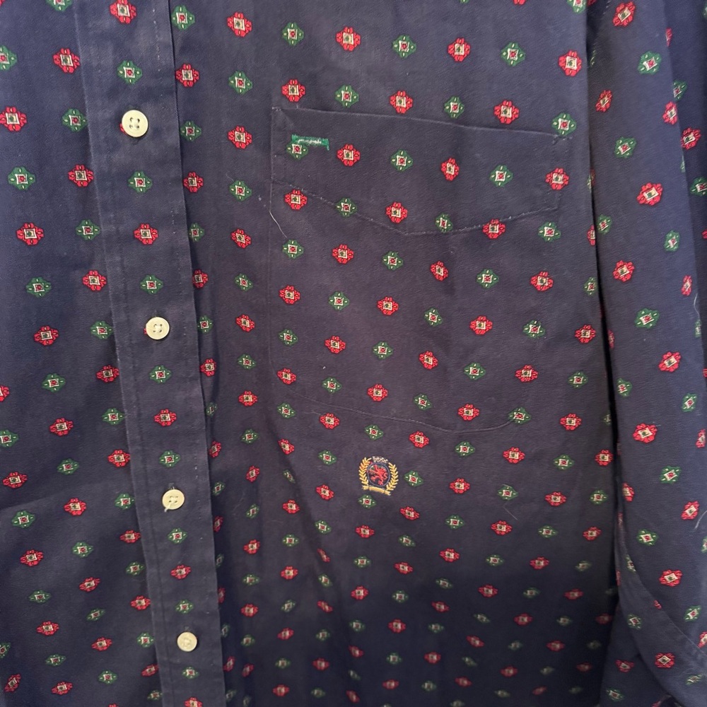 Vtg Tommy Hilfiger Geometric Button Up Long Sleeve Shirt Men’s L 100% Cotton - Picture 4 of 7